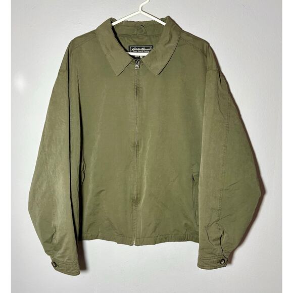 Vintage Y2K Eddie Bauer Green Men’s Field Chore Jacket Full Zip Sz XL - Picture 1 of 9